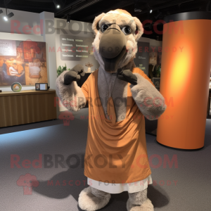 Gray Camel mascot costume character dressed with a Cardigan and Belts