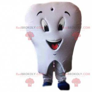 Biała maskotka ząb ze szczoteczką do zębów - Redbrokoly.com