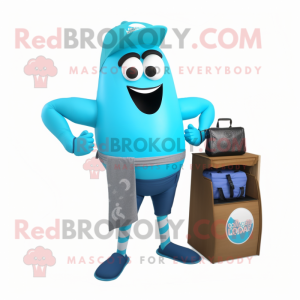 Cyan Steak mascot costume character dressed with a Capri Pants and Wallets