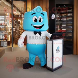Cyan Steak mascot costume character dressed with a Capri Pants and Wallets