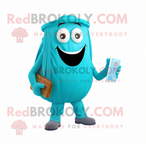 Cyan Steak mascot costume character dressed with a Capri Pants and Wallets