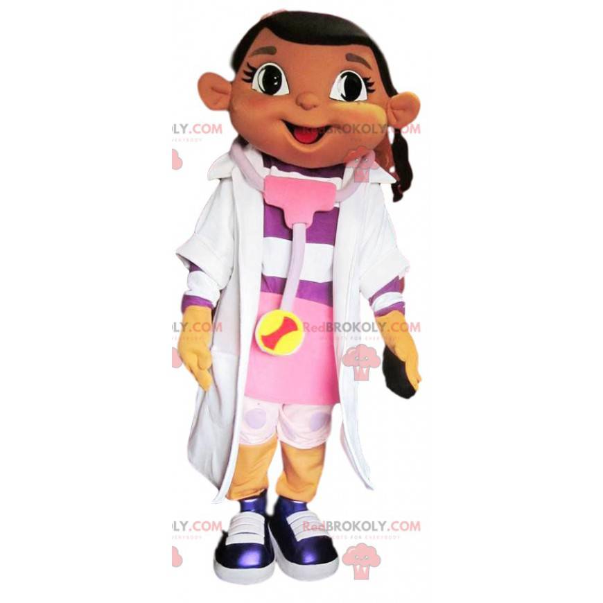 Mała dziewczynka maskotka ubrana jak pielęgniarka -