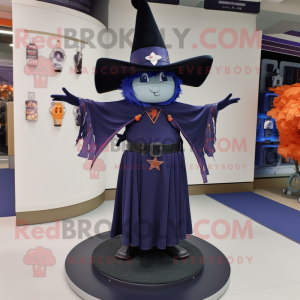 Navy Witch'S Hat mascot costume character dressed with a Tank Top and Scarf clips