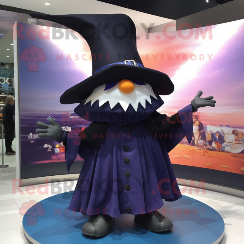 Navy Witch'S Hat mascot costume character dressed with a Tank Top and Scarf clips