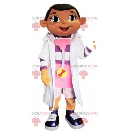 Kleine meisjesmascotte kleedde zich als verpleegster -