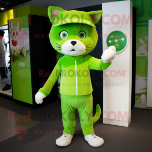 Lime Green Cat mascotte...