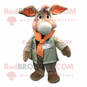 Peach Donkey maskot kostume...