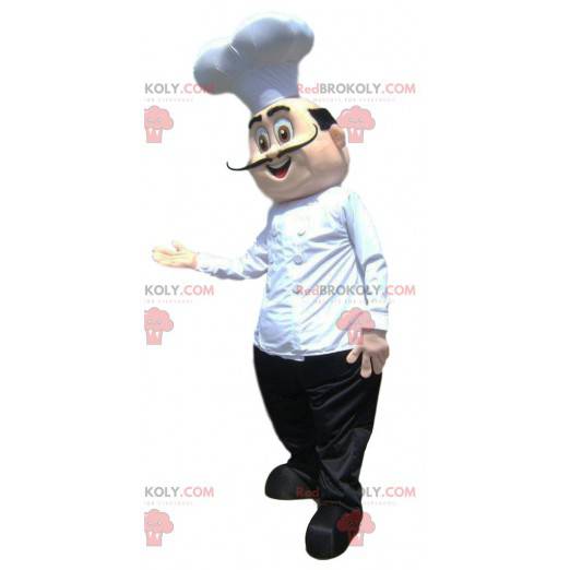 Mascotte de chef cuisinier avec de grandes moustaches -