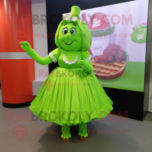 Limegrønn sjokolade maskot...