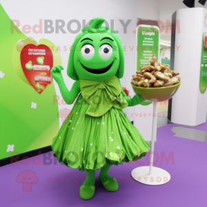 Limegrønn sjokolade maskot...
