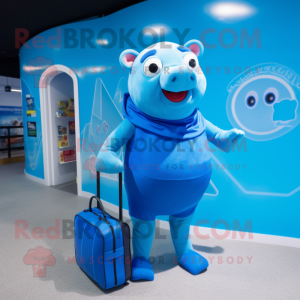 Blue Pig maskot kostume...