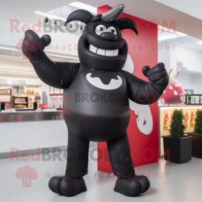 Black Steak mascot costume character dressed with a Leggings and Gloves