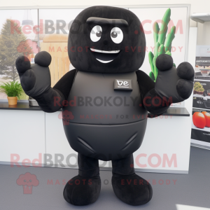 Black Steak mascot costume character dressed with a Leggings and Gloves