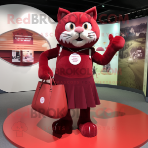 Maroon Cat maskot kostume...