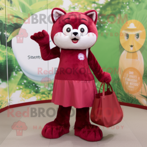 Maroon Cat maskot kostume...