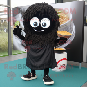 Svart Ramen maskot kostym...