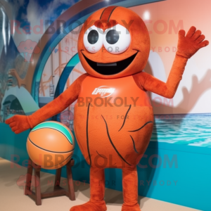Rust Basketball Ball mascot costume character dressed with a One-Piece Swimsuit and Anklets