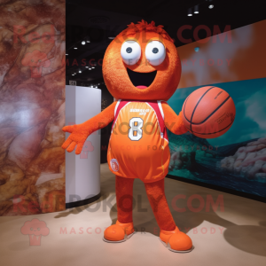Rust Basketball Ball mascot costume character dressed with a One-Piece Swimsuit and Anklets