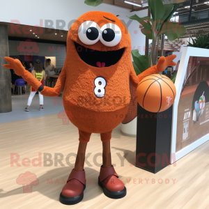 Rust Basketball Ball mascot costume character dressed with a One-Piece Swimsuit and Anklets