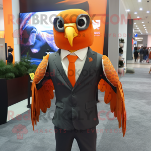 Orange Falcon maskot kostym...