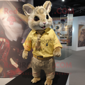 Gold Chinchilla mascot costume character dressed with a Button-Up Shirt and Cufflinks