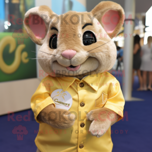 Gold Chinchilla mascot costume character dressed with a Button-Up Shirt and Cufflinks