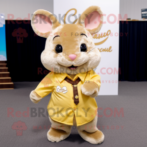 Gold Chinchilla mascot costume character dressed with a Button-Up Shirt and Cufflinks