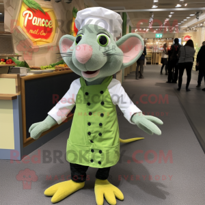 Lime Green Ratatouille mascot costume character dressed with a Oxford Shirt and Pocket squares