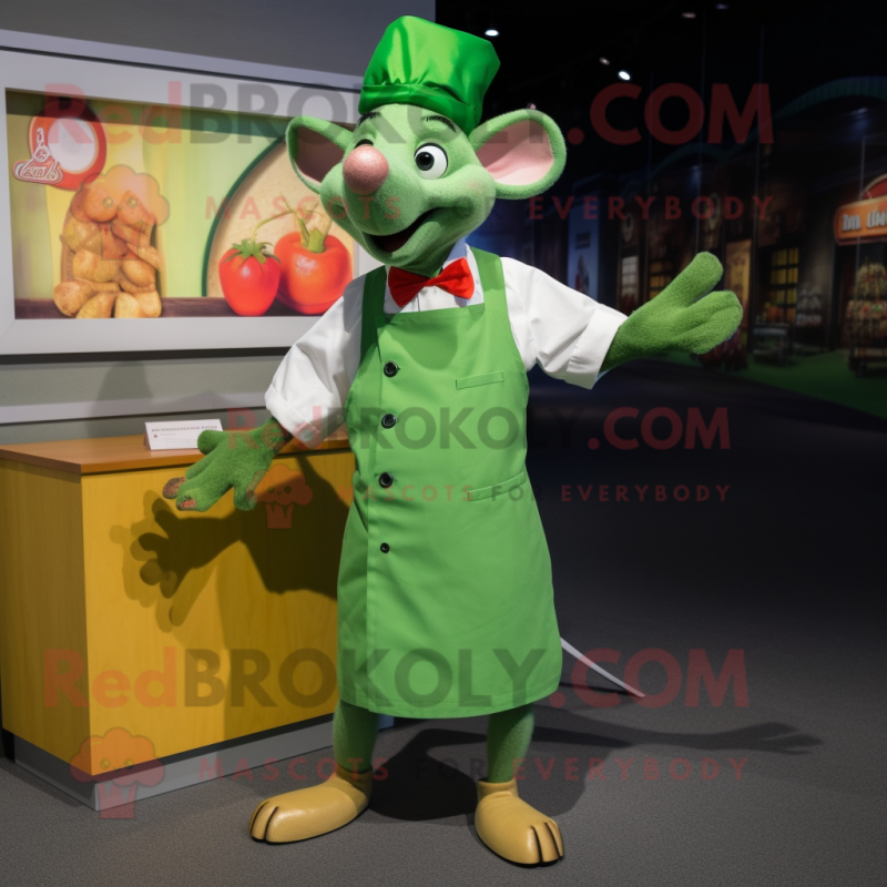 Lime Green Ratatouille mascot costume character dressed with a Oxford Shirt and Pocket squares Lime Green Ratatouille mascot costume character dressed with a Oxford Shirt and Pocket squares