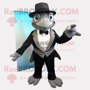 Gray Sea Turtle mascot costume character dressed with a Tuxedo and Bracelets