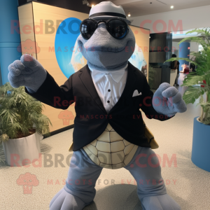 Gray Sea Turtle mascot costume character dressed with a Tuxedo and Bracelets