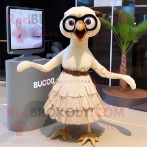 Beige Dodo Bird mascot costume character dressed with a Maxi Skirt and Sunglasses