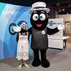 Black Clam Chowder mascot costume character dressed with a Romper and Watches
