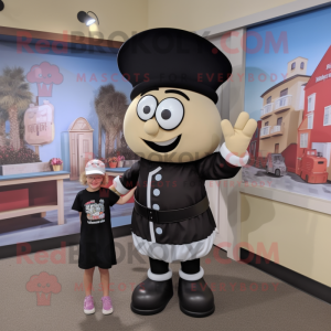 Black Clam Chowder mascot costume character dressed with a Romper and Watches