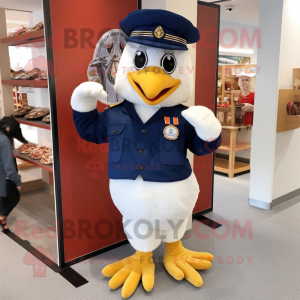 Navy Fried Chicken mascot costume character dressed with a Jeggings and Handbags