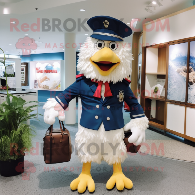 Navy Fried Chicken mascot costume character dressed with a Jeggings and Handbags