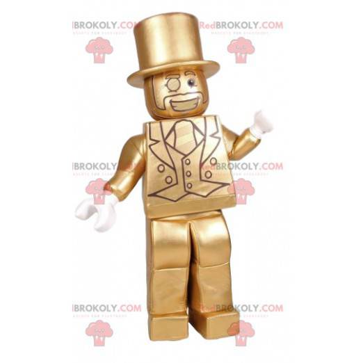 Mascota de Playmobil de un hombre con un traje dorado -