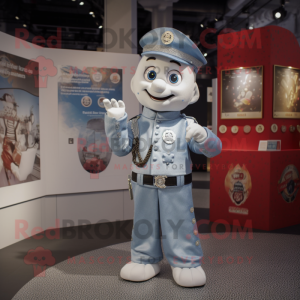 Silver Fire Fighter mascot costume character dressed with a Waistcoat and Lapel pins
