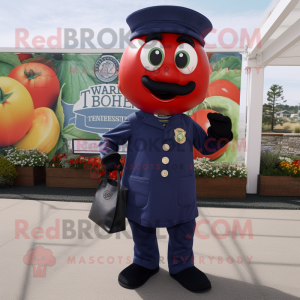 Navy Tomato mascot costume character dressed with a Dress Pants and Wallets