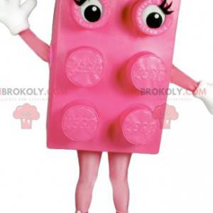 Pink Block mascot with beautiful shoes - Redbrokoly.com