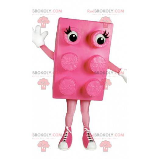 Pink Block mascot with beautiful shoes - Redbrokoly.com