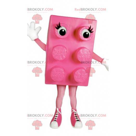 Różowy blok maskotka z pięknymi butami - Redbrokoly.com