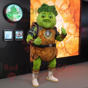 Rust Cabbage mascot costume character dressed with a Graphic Tee and Digital watches