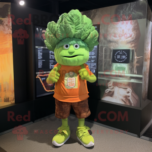 Rust Cabbage mascot costume character dressed with a Graphic Tee and Digital watches