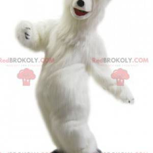 Mascote urso polar muito alegre. Fantasia de urso polar -