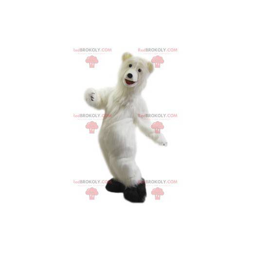 Mascotte dell'orso polare molto allegra. Costume da orso polare