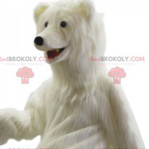 Mascota oso polar muy alegre. Disfraz de oso polar -