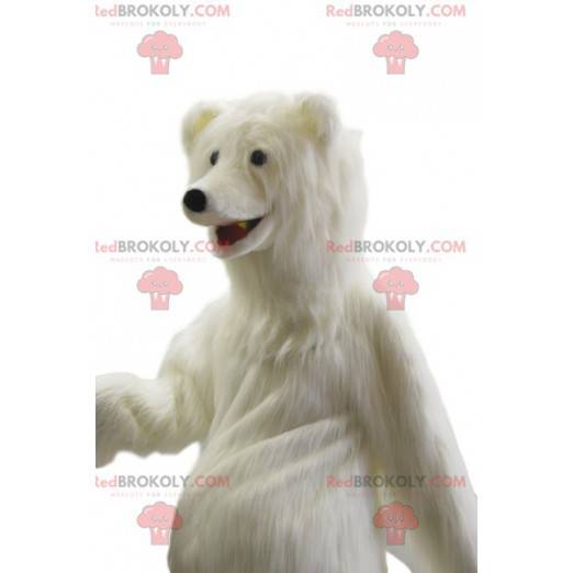 Mascotte dell'orso polare molto allegra. Costume da orso polare