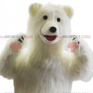 Mascote urso polar muito alegre. Fantasia de urso polar -