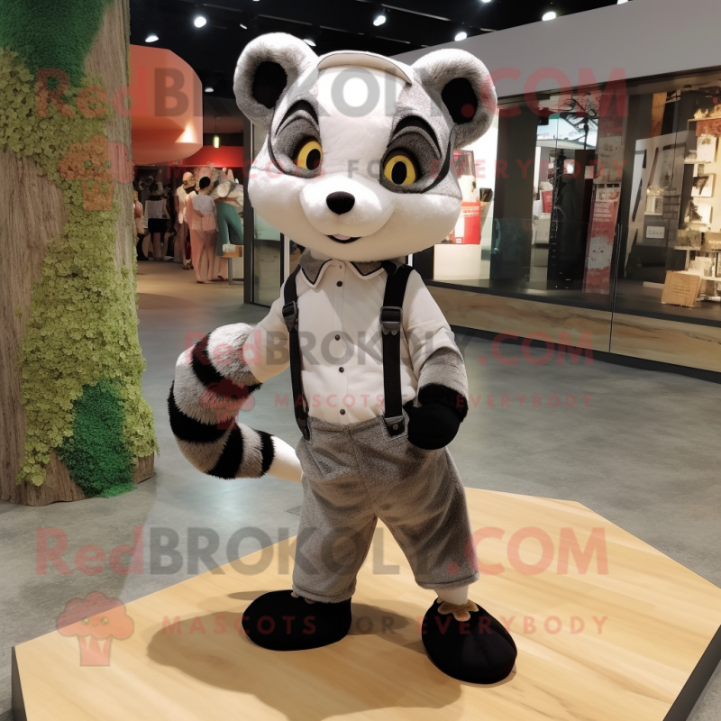 Cream Civet mascot costume character dressed with a Romper and Foot pads Cream Civet mascot costume character dressed with a Romper and Foot pads